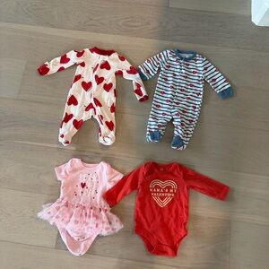Lot of Valentine’s Print Kids Footie Pajamas